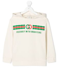 Gucci Kids sweat à capuche à logo imprimé - Tons neutres