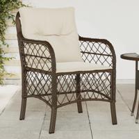 Tuinstoelen 2 st met kussens poly rattan bruin - thumbnail