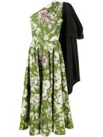 ERDEM robe asymétrique à fleurs - Vert - thumbnail