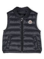 Moncler Enfant gilet matelassé à patch logo - Bleu