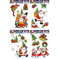 2x stuks kerst raamstickers/raamdecoratie kerstman plaatjes set - thumbnail