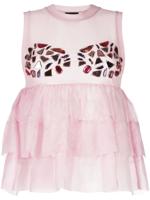 Cynthia Rowley blouse péplum en résille à ornements - Rose