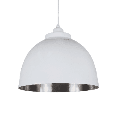 Glans Wit Industriële Hanglamp Capri 32 cm 1 Lichts Met Mat Nickel Binnenzijde