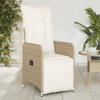 Tuinstoel verstelbaar met kussens poly rattan beige