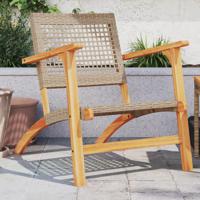 Tuinstoelen 2 st poly rattan en acaciahout beige - thumbnail