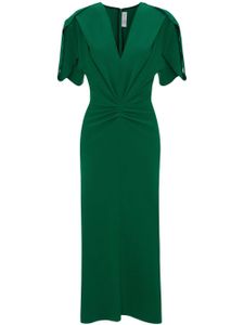 Victoria Beckham robe mi-longue froncée à col v - Vert