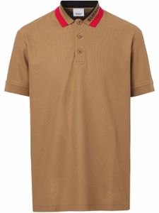 Burberry polo en piqué à col rayé - Marron