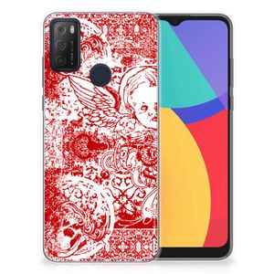 Silicone Back Case Alcatel 1S (2021) Angel Skull Rood