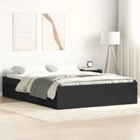 VidaXL Bedframe Zwart 150x200 cm King Size, Bed Ombouw, Twijfelaar, Bedbodem, Slaapkamermeubel, 2 Persoonsbed