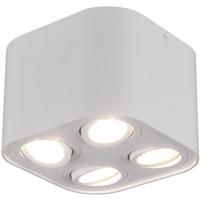 LED Plafondlamp - Plafondverlichting - Trion Cosmin - GU10 Fitting - 4-lichts - Vierkant - Mat Wit - Aluminium