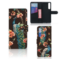 Sony Xperia 1 II Telefoonhoesje met Pasjes Pauw met Bloemen