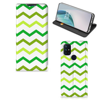 OnePlus Nord N10 5G Hoesje met Magneet Zigzag Groen - thumbnail