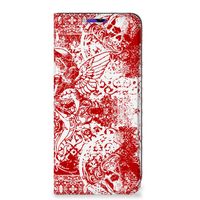 Mobiel BookCase Samsung Galaxy A13 (5G) | Samsung Galaxy A04s Angel Skull Rood - thumbnail