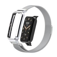 By Qubix - Milanese loop bandje met case - Zilver - Xiaomi Smart Band 7 Pro