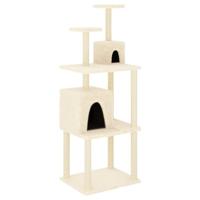 vidaXL Kattenmeubel met sisal krabpalen 167 cm crèmekleurig, kattenpaal, kattenboom, kattenkrabpaal, kattenhuis, kattenmeubel, kattenpalen