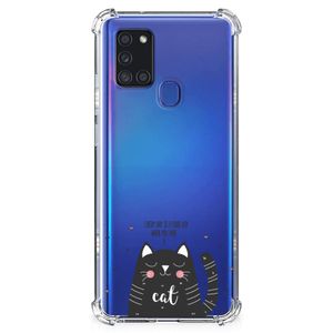 Samsung Galaxy A21s Stevig Bumper Hoesje Cat Good Day