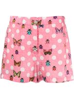 Versace short en soie mélangée à imprimé Butterflies - Rose