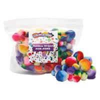 Colorations Regenboog Gestreepte Pom Poms, 180st.