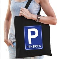 Pensioen katoenen kado tas zwart voor dames   - - thumbnail