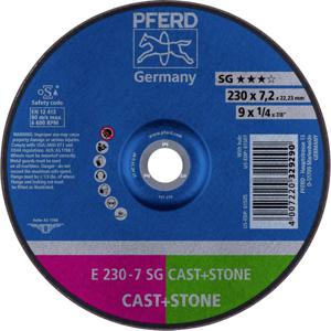 PFERD 62914720 E 230-7 SG CAST+STONE Afbraamschijf gebogen Diameter 230 mm Boordiameter 22.23 mm Aluminium legering, Gietijzer, Giethuid, Beton, Titanium 10