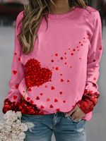 Casual Heart/Cordate Crew Neck Loose Sweatshirt