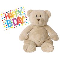 Pluche knuffel Happy Horse knuffelbeer 32 cm met Happy Birthday wenskaart