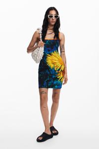 Zonnebloemen midi-jurk - BLUE - XL