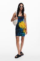 Midi-jurk zonnebloemen - BLUE - L