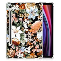 Siliconen Hoesje voor Samsung Galaxy Tab S9 Dark Flowers - thumbnail