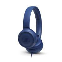 JBL Tune500 on-ear hoofdtelefoon met kabel in blauw – oortelefoon met 1-knops afstandsbediening, geïntegreerde microfoon en spraakassistent – telefoneren en muziek luisteren onderweg