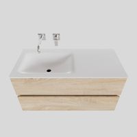 Badkamermeubel Solid Surface BWS Oslo 100x46 cm Links Wood Washed Oak (0 kraangaten)