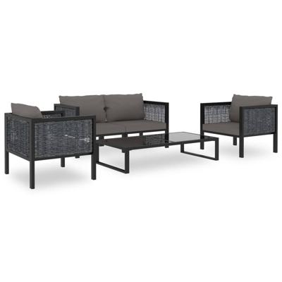 vidaXL 5-delige Loungeset met kussens poly rattan antraciet vidaXL 5-delige Loungeset met kussens poly rattan antraciet