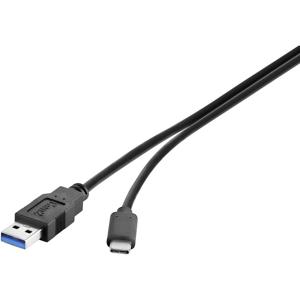 Renkforce USB-kabel USB 3.2 Gen2 (USB 3.1 Gen2) USB-A stekker, USB-C stekker 0.15 m Zwart Vergulde steekcontacten RF-3241264