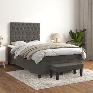 Boxspring met matras fluweel donkergrijs 120x200 cm SKU: V3138014