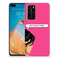 Huawei P40 Silicone-hoesje Woman Don't Touch My Phone - thumbnail