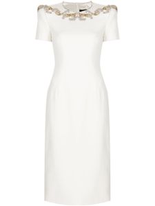 Jenny Packham Lana rhinestone-embellished midi dress - Blanc