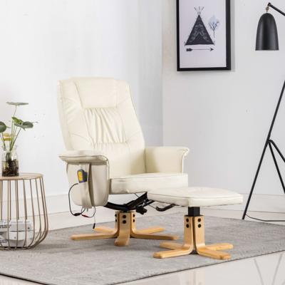 vidaXL Massagestoel verstelbaar met voetenbankje kunstleer crème vidaXL Massagestoel verstelbaar met voetenbankje kunstleer crème