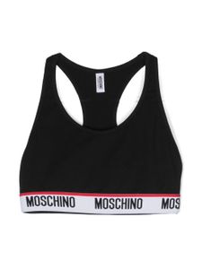 Moschino brassière de sport à bande logo - Noir