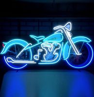 Grote Motorfiets Motorcycle Neon Met Achterplaat 124 x 62 cm - thumbnail