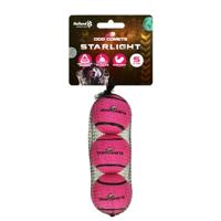 Dog Comets Starlight Tennisbal - Ø 5 cm - Hondenbal - drijvend hondenspeelgoed - springend hondenspeelgoed - 3 stuks - Roze