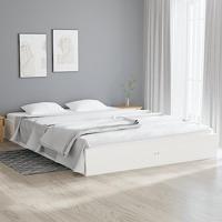 vidaXL Bedframe massief hout wit 180x200 cm Super King, bed, ledikant, massief houten bedframe, bedbodem, bed frame, slaapmeubel, tweepersoonsbed