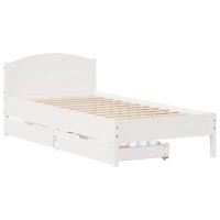 vidaXL Bedframe met hoofdbord massief grenenhout wit 75x190 cm, bed, bed ombouw, eenpersoonsbed, bedbodem, slaapkamermeubel, 1 persoonsbed