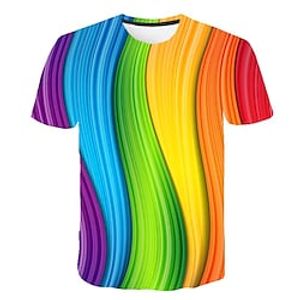 Voor heren Uniseks Overhemd T-shirt T-shirts Grafisch Regenboog 3D Strakke ronde hals Kleding Grote maten Feest Casual Korte mouw Afdrukken Chique en modern Lightinthebox