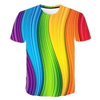 Voor heren Uniseks Overhemd T-shirt T-shirts Grafisch Regenboog 3D Strakke ronde hals Kleding Grote maten Feest Casual Korte mouw Afdrukken Chique en modern Lightinthebox