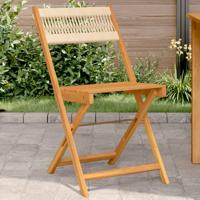 Bistrostoelen 2 st massief acaciahout en polypropeen beige - thumbnail