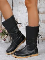 Comfortable Soft Lightweight Lace Up Chunky Heel Boots Footwear