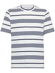 Brunello Cucinelli t-shirt en coton à rayures - Blanc