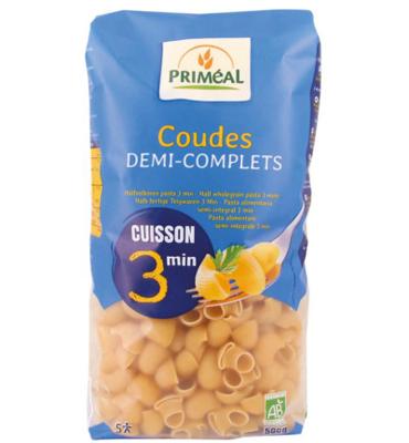 Priméal Priméal Coudes Halfvolkoren Snelkook 3 Minuten Bio (500g)