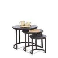 Ronde Bijzettafels Dusty (set van 3)  | Hout  | Mangohout | Zwart