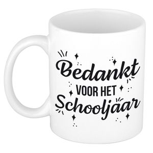 Bedankt voor het schooljaar cadeau mok/beker wit 300 ml